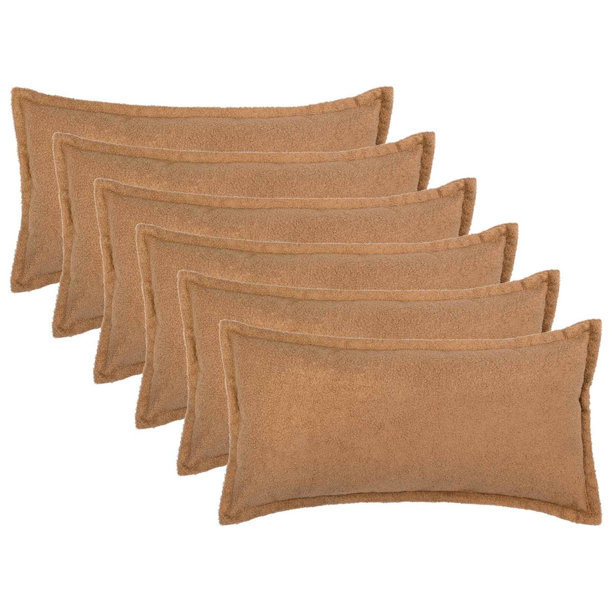 vidaXL Poszewka na poduszkę 6 pcs HOUTEN Beżowy 40 x 70 cm Bouclé