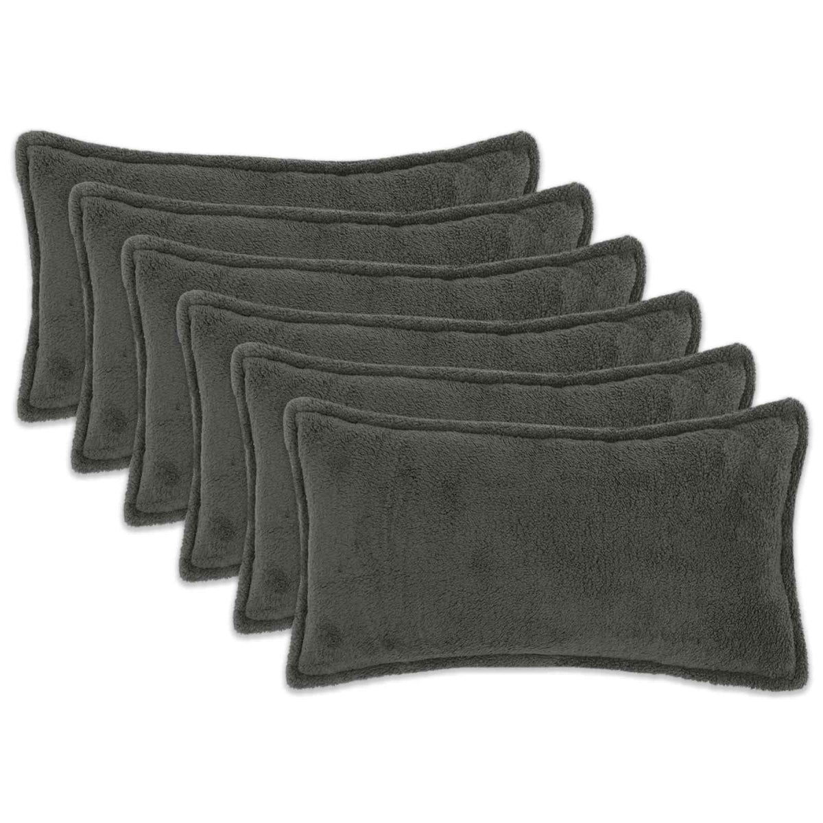 vidaXL Poszewka na poduszkę 6 pcs HOUTEN ciemnoszary 40 x 70 cm Bouclé