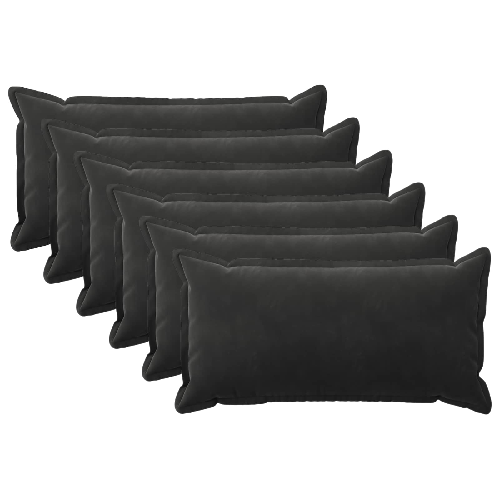 vidaXL Poszewka na poduszkę 6 pcs HOUTEN Czarny 40 x 80 cm Welur