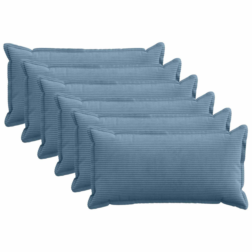 vidaXL Poszewka na poduszkę 6 szt. HOUTEN niebieski 40 x 80 cm sztruks