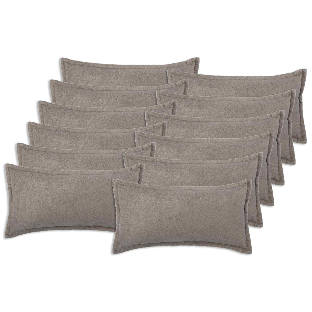 vidaXL Poszewka na poduszkę 12 pcs HOUTEN jasnoszary 40 x 80 cm Bouclé