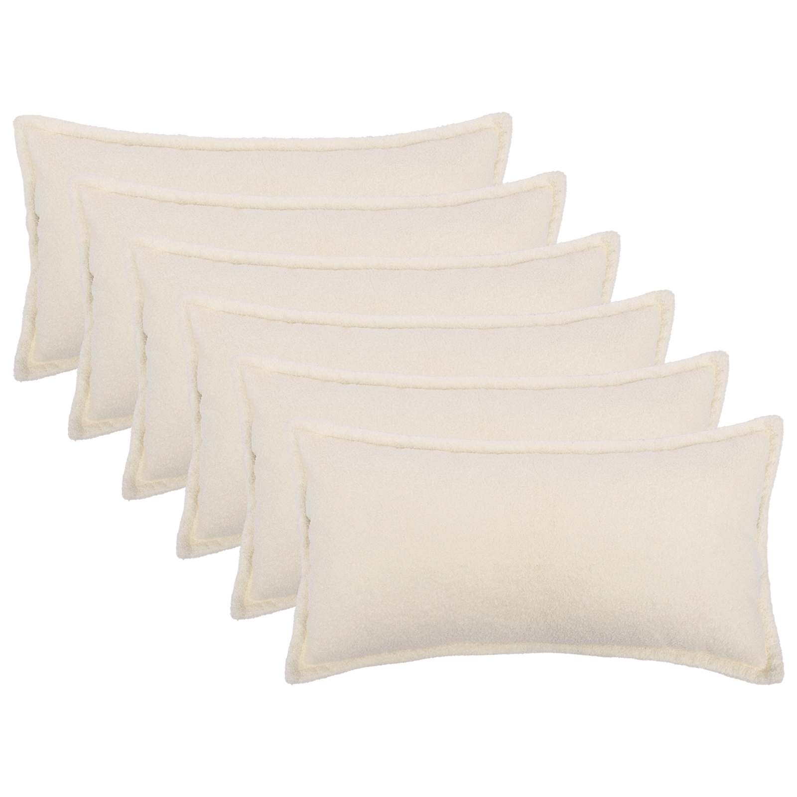 vidaXL Poszewka na poduszkę 6 pcs HOUTEN kremowy 40 x 80 cm Bouclé