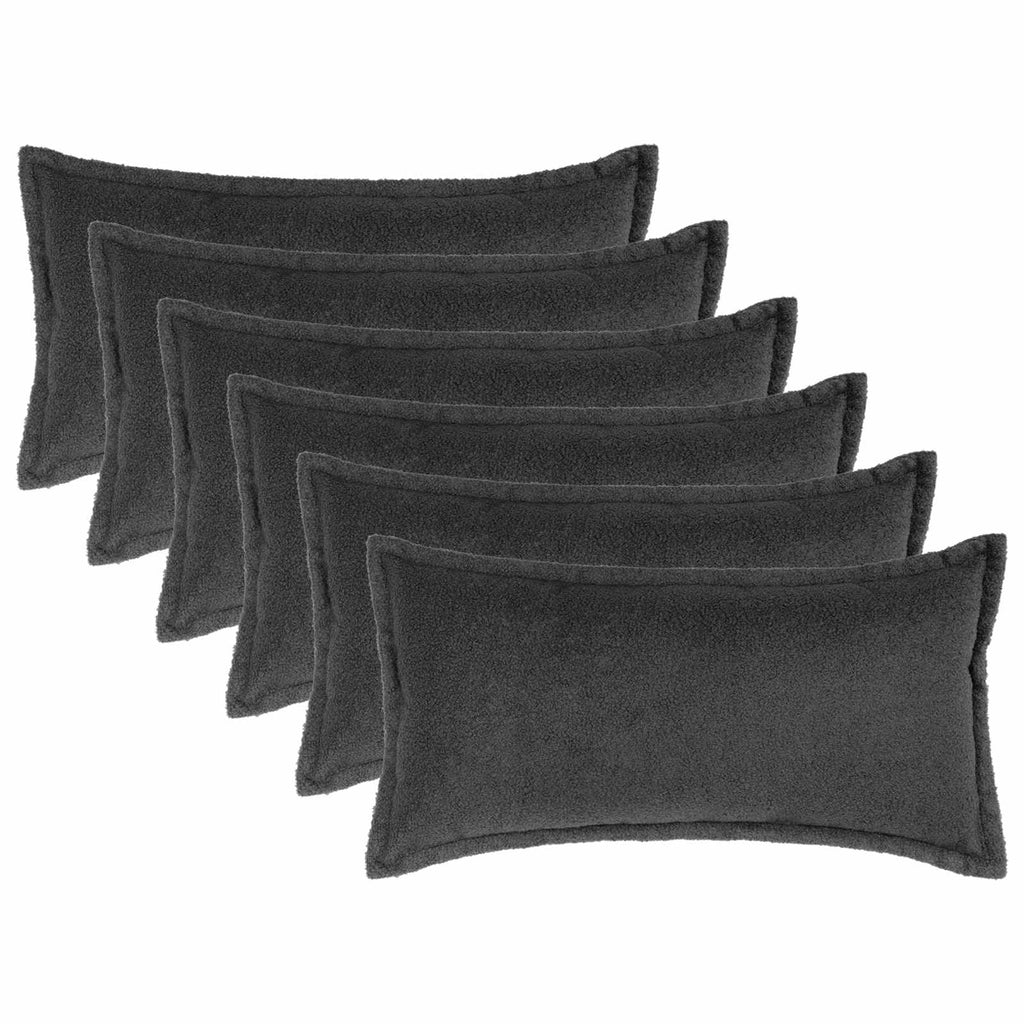 vidaXL Poszewka na poduszkę 6 pcs HOUTEN ciemnoszary 40 x 80 cm Bouclé