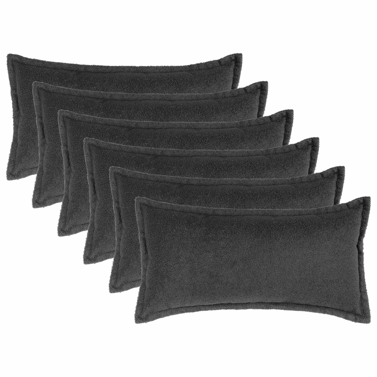 vidaXL Poszewka na poduszkę 6 pcs HOUTEN ciemnoszary 40 x 80 cm Bouclé