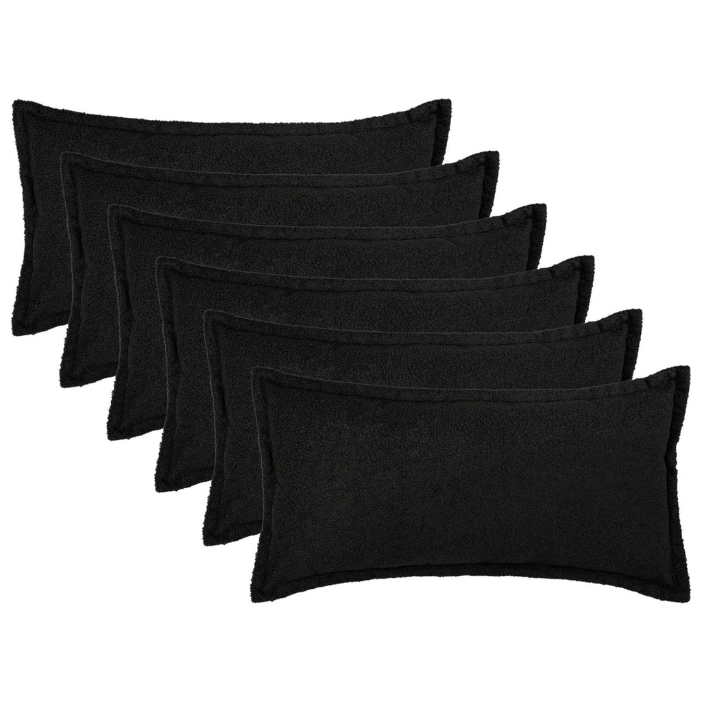 vidaXL Poszewka na poduszkę 6 pcs HOUTEN Czarny 40 x 80 cm Bouclé