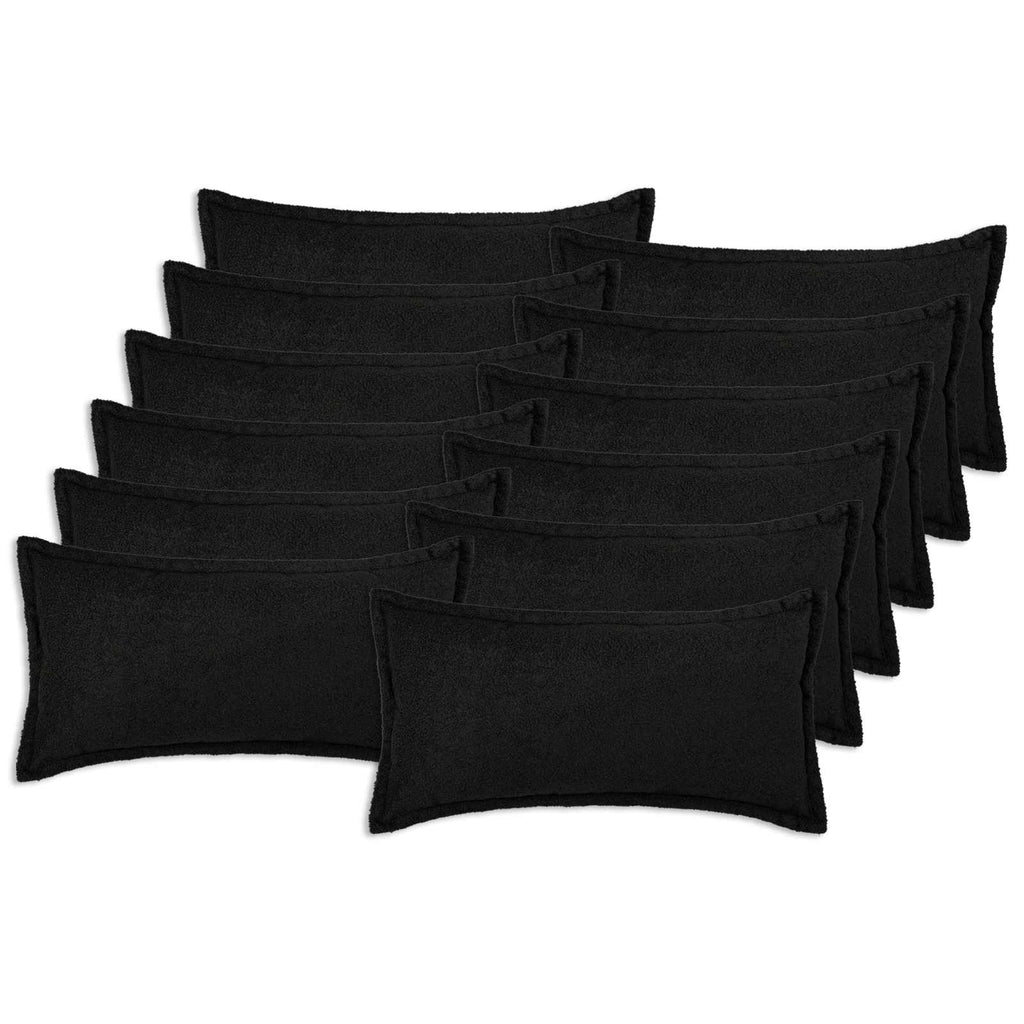 vidaXL Poszewka na poduszkę 12 pcs HOUTEN Czarny 40 x 80 cm Bouclé