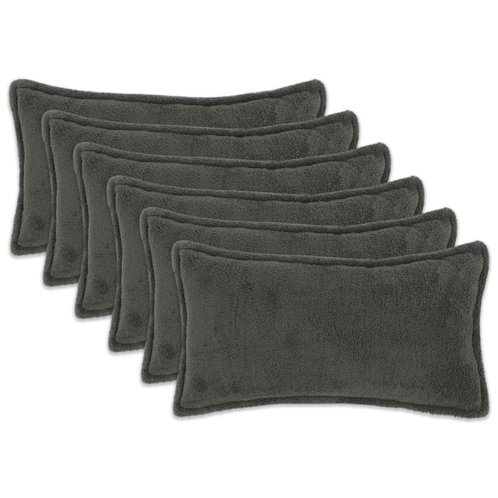 vidaXL Poszewka na poduszkę 6 pcs HOUTEN ciemnoszary 40 x 80 cm Bouclé
