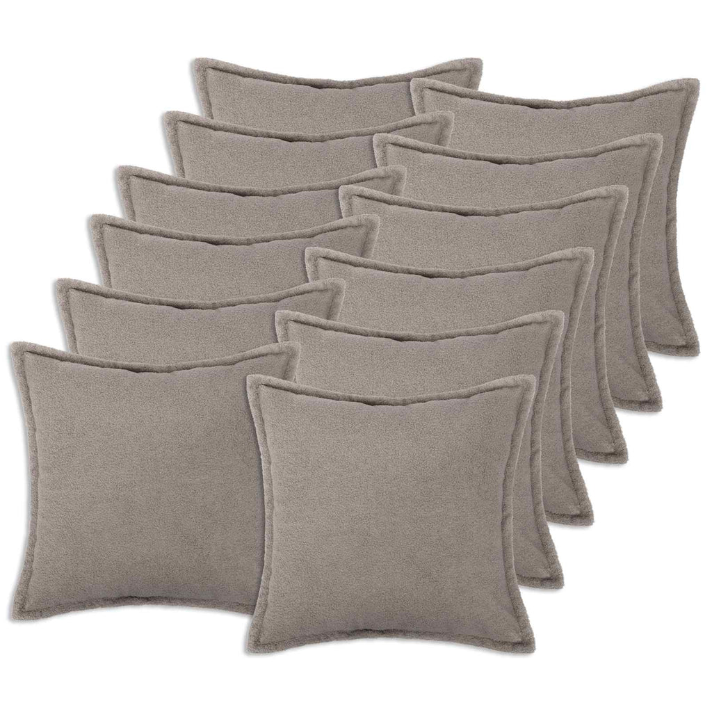 vidaXL Poszewka na poduszkę 12 pcs HOUTEN jasnoszary 45 x 45 cm Bouclé