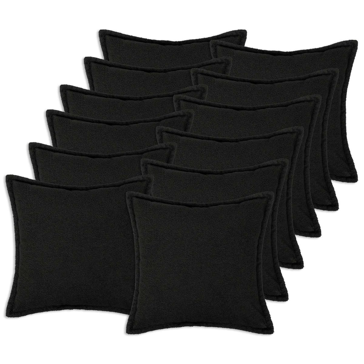 vidaXL Poszewka na poduszkę 12 pcs HOUTEN Czarny 45 x 45 cm Bouclé