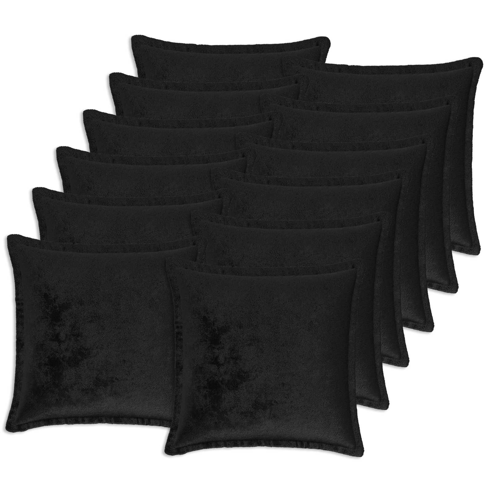 vidaXL Poszewka na poduszkę 12 pcs HOUTEN Czarny 45 x 45 cm Flanela