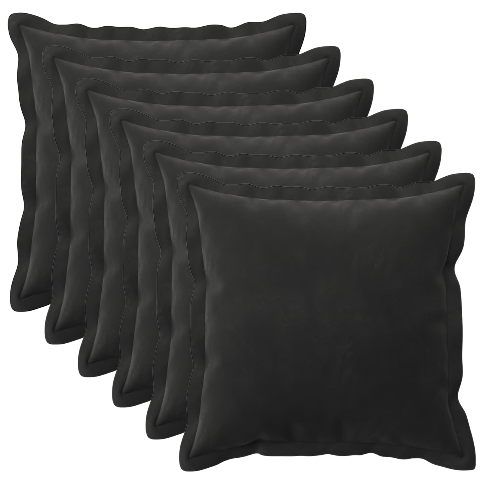 vidaXL Poszewka na poduszkę 6 pcs HOUTEN Czarny 50 x 50 cm Welur