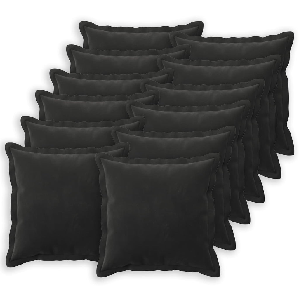 vidaXL Poszewka na poduszkę 12 pcs HOUTEN Czarny 50 x 50 cm Welur