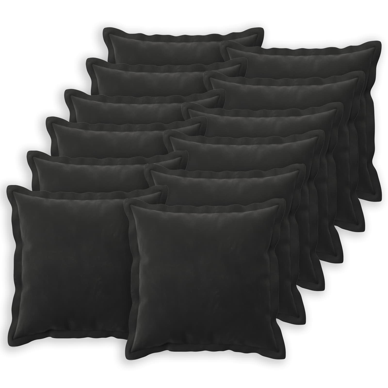 vidaXL Poszewka na poduszkę 12 pcs HOUTEN Czarny 50 x 50 cm Welur