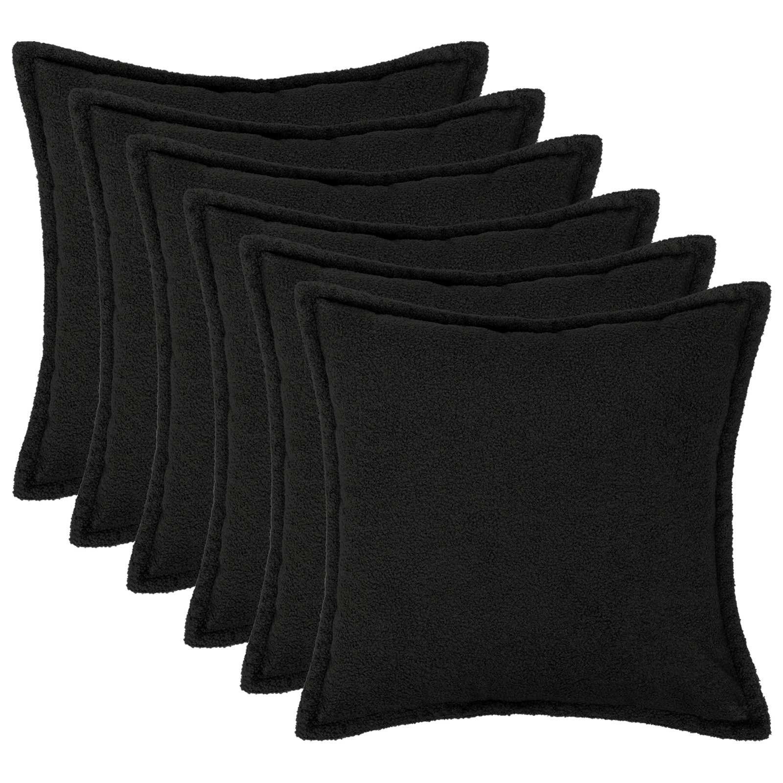 vidaXL Poszewka na poduszkę 6 pcs HOUTEN Czarny 50 x 50 cm Bouclé