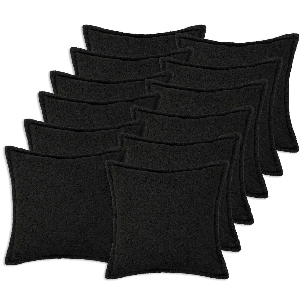 vidaXL Poszewka na poduszkę 12 pcs HOUTEN Czarny 50 x 50 cm Bouclé