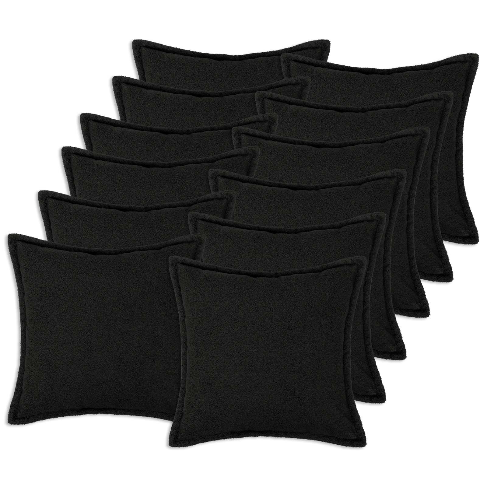 vidaXL Poszewka na poduszkę 12 pcs HOUTEN Czarny 50 x 50 cm Bouclé