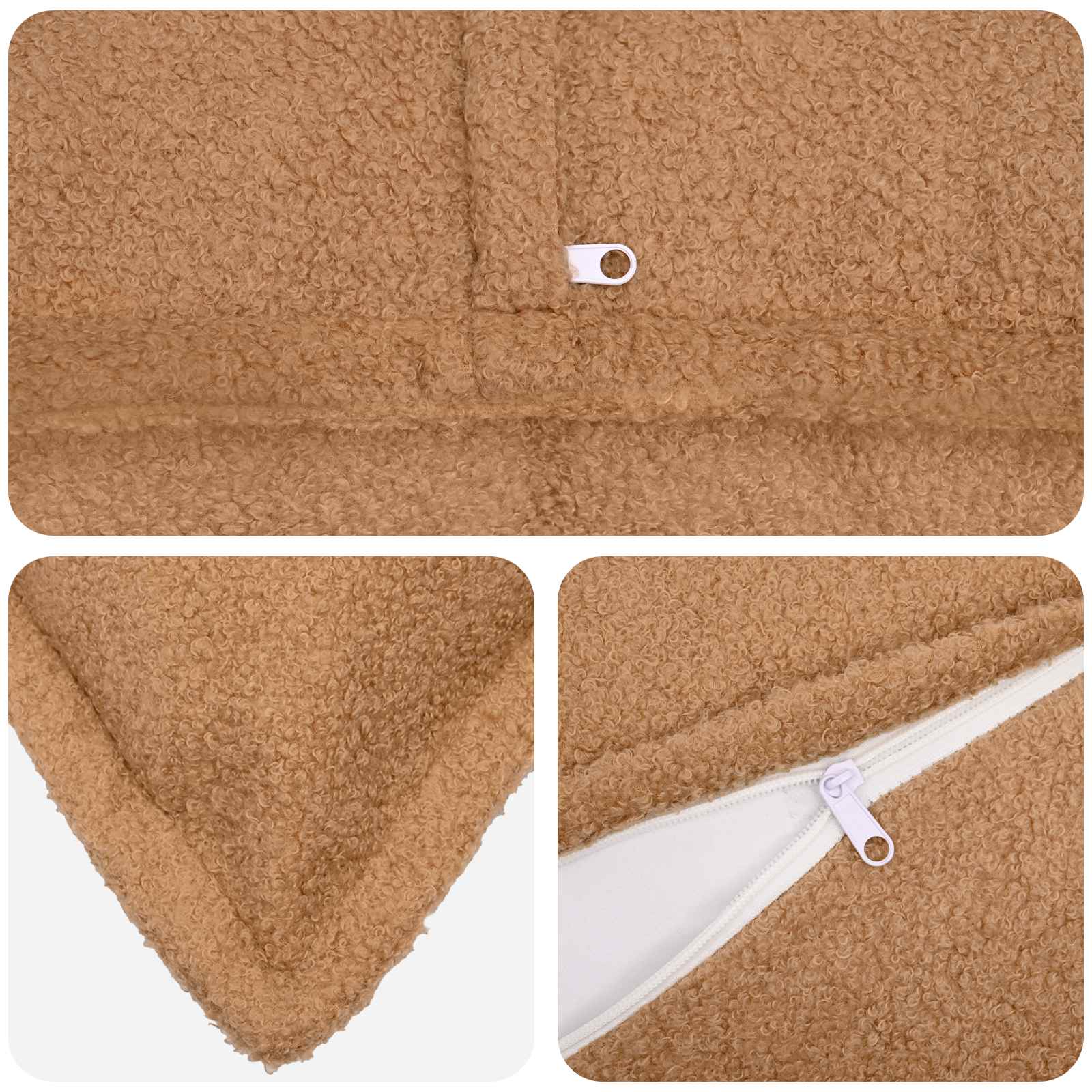 vidaXL Poszewka na poduszkę 2 pcs HOUTEN Beżowy 50 x 50 cm Bouclé