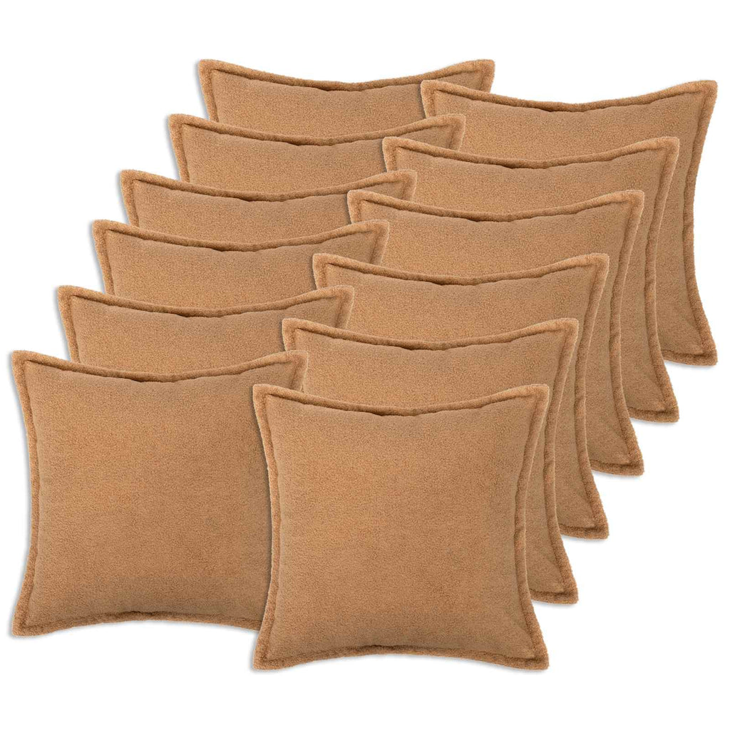 vidaXL Poszewka na poduszkę 12 pcs HOUTEN Beżowy 50 x 50 cm Bouclé