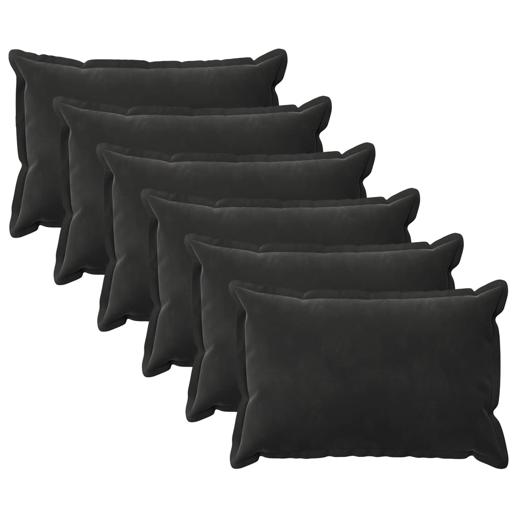 vidaXL Poszewka na poduszkę 6 pcs HOUTEN Czarny 50 x 70 cm Welur