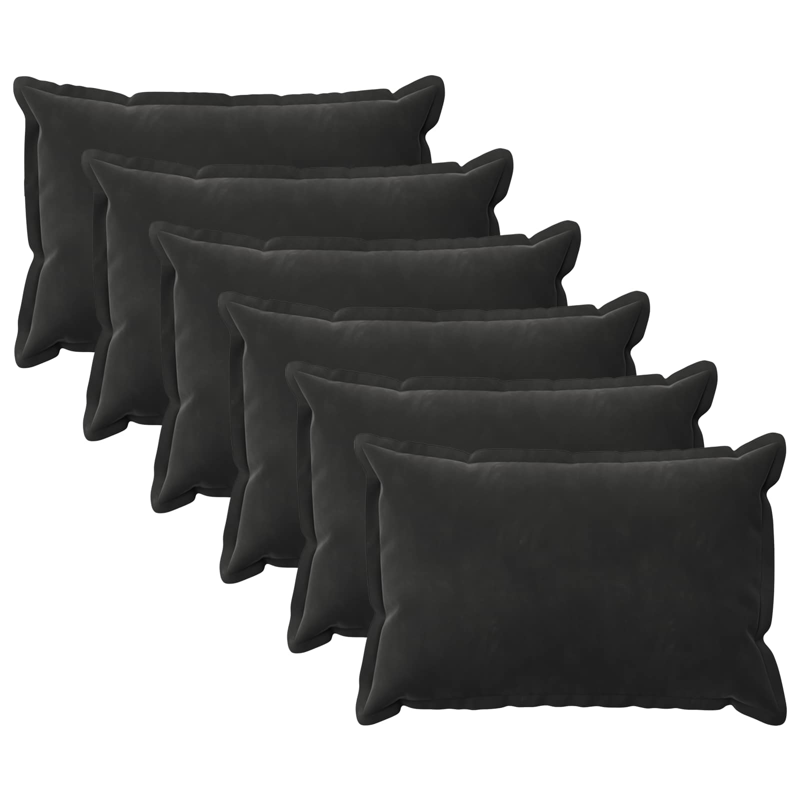 vidaXL Poszewka na poduszkę 6 pcs HOUTEN Czarny 50 x 75 cm Welur