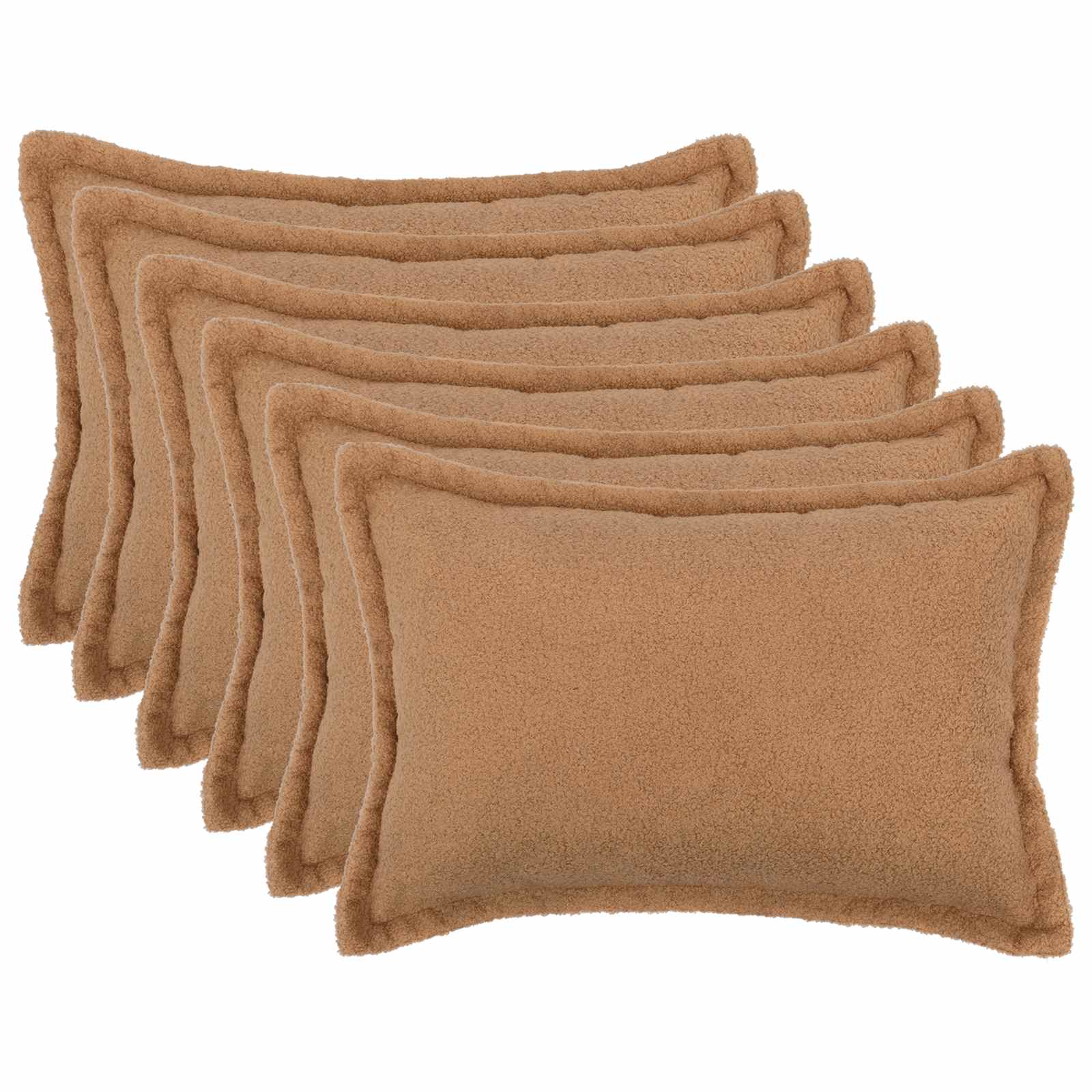 vidaXL Poszewka na poduszkę 6 pcs HOUTEN Beżowy 50 x 75 cm Bouclé
