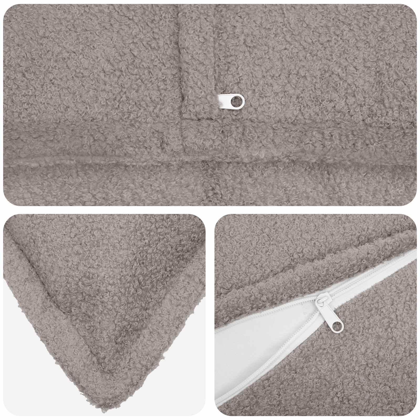 vidaXL Poszewka na poduszkę 6 pcs HOUTEN jasnoszary 50 x 80 cm Bouclé