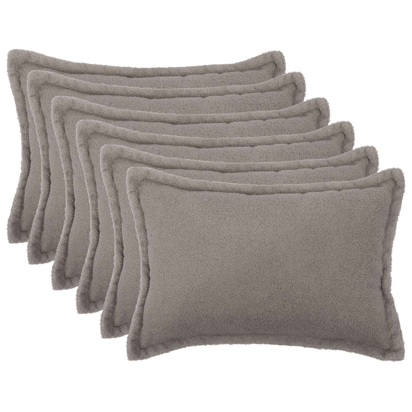 vidaXL Poszewka na poduszkę 6 pcs HOUTEN jasnoszary 50 x 80 cm Bouclé