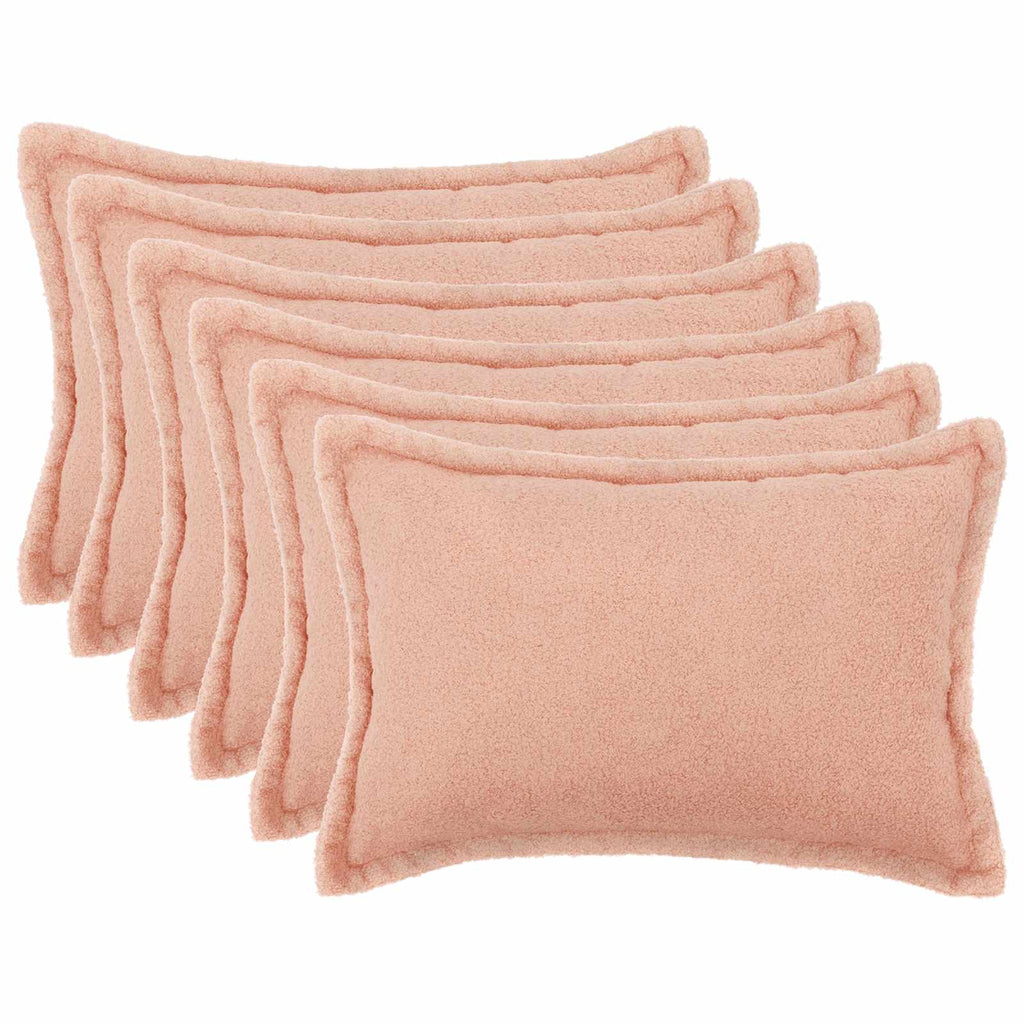 vidaXL Poszewka na poduszkę 6 pcs HOUTEN różowy 50 x 80 cm Bouclé