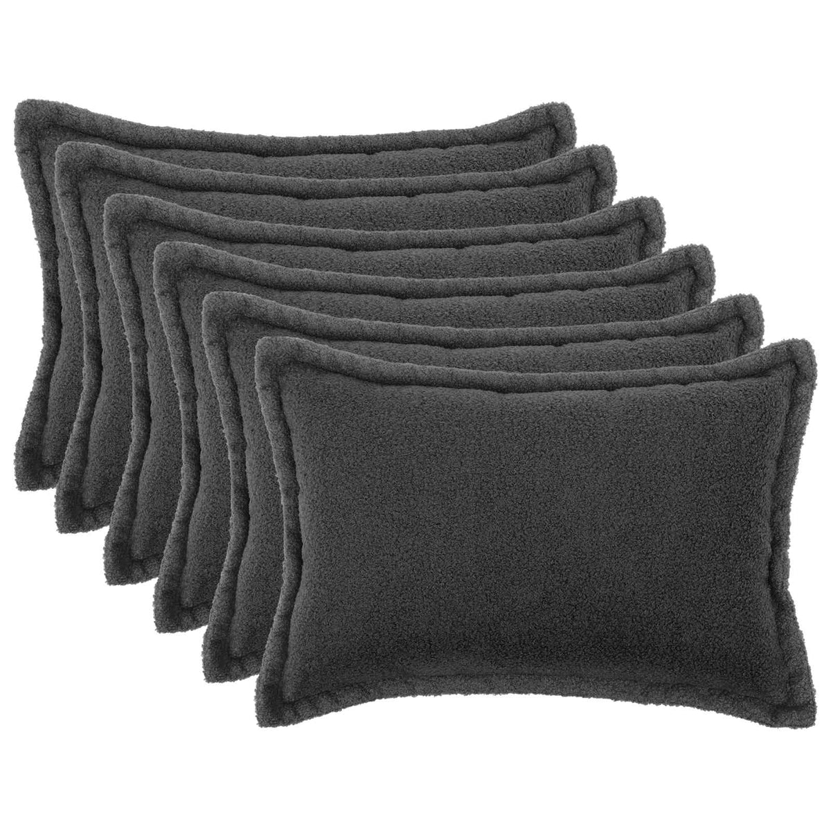 vidaXL Poszewka na poduszkę 6 pcs HOUTEN ciemnoszary 50 x 80 cm Bouclé