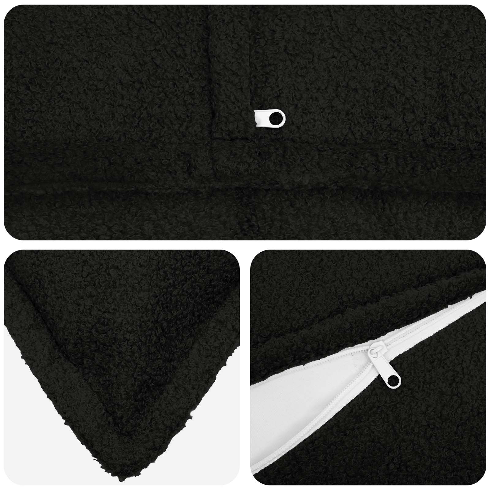 vidaXL Poszewka na poduszkę 2 pcs HOUTEN Czarny 50 x 80 cm Bouclé