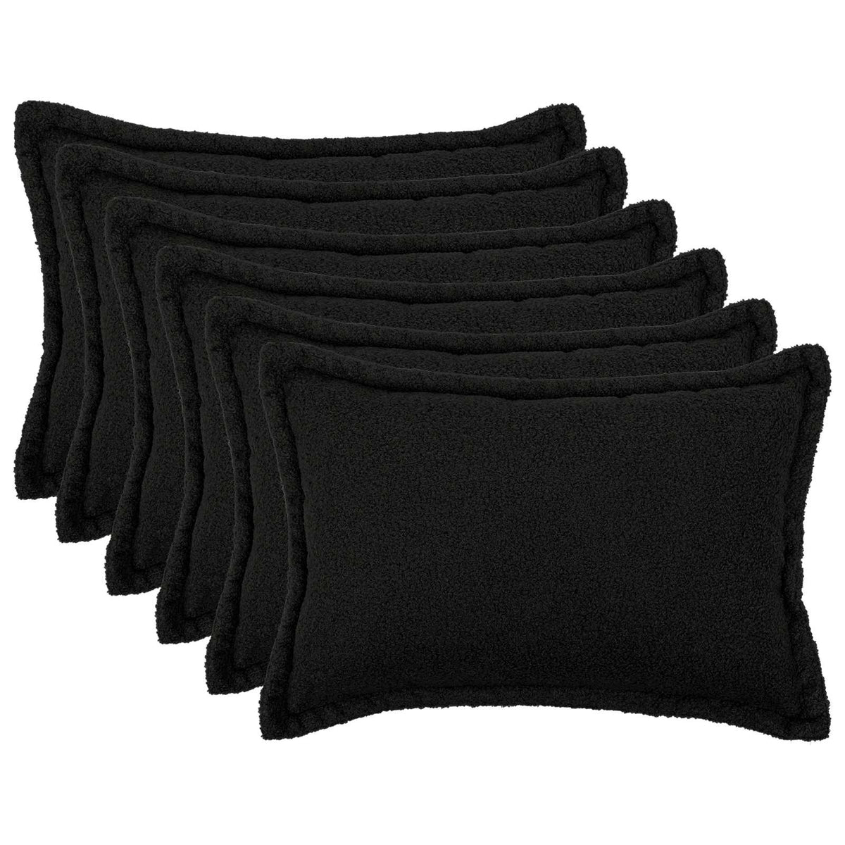 vidaXL Poszewka na poduszkę 6 pcs HOUTEN Czarny 50 x 80 cm Bouclé