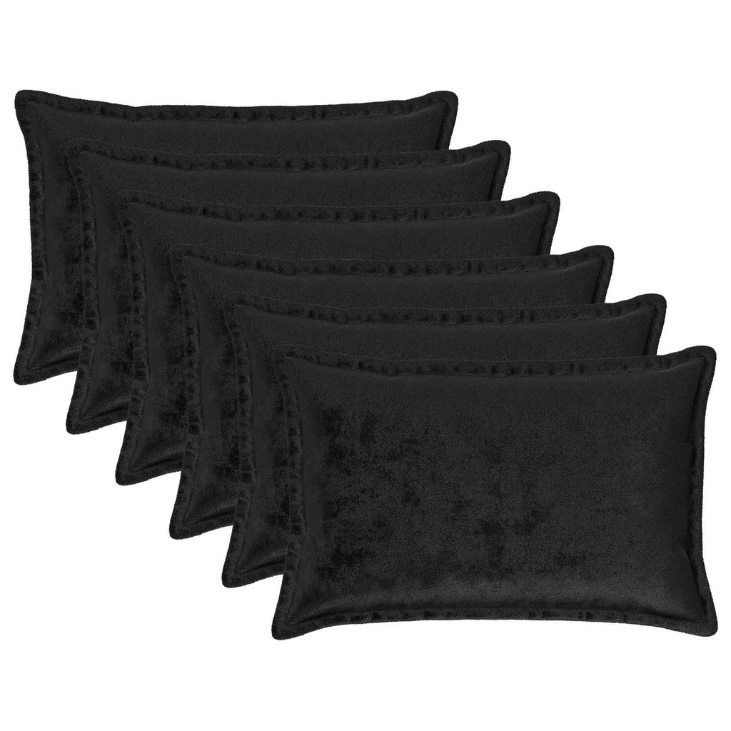 vidaXL Poszewka na poduszkę 6 pcs HOUTEN Czarny 50 x 80 cm Flanela