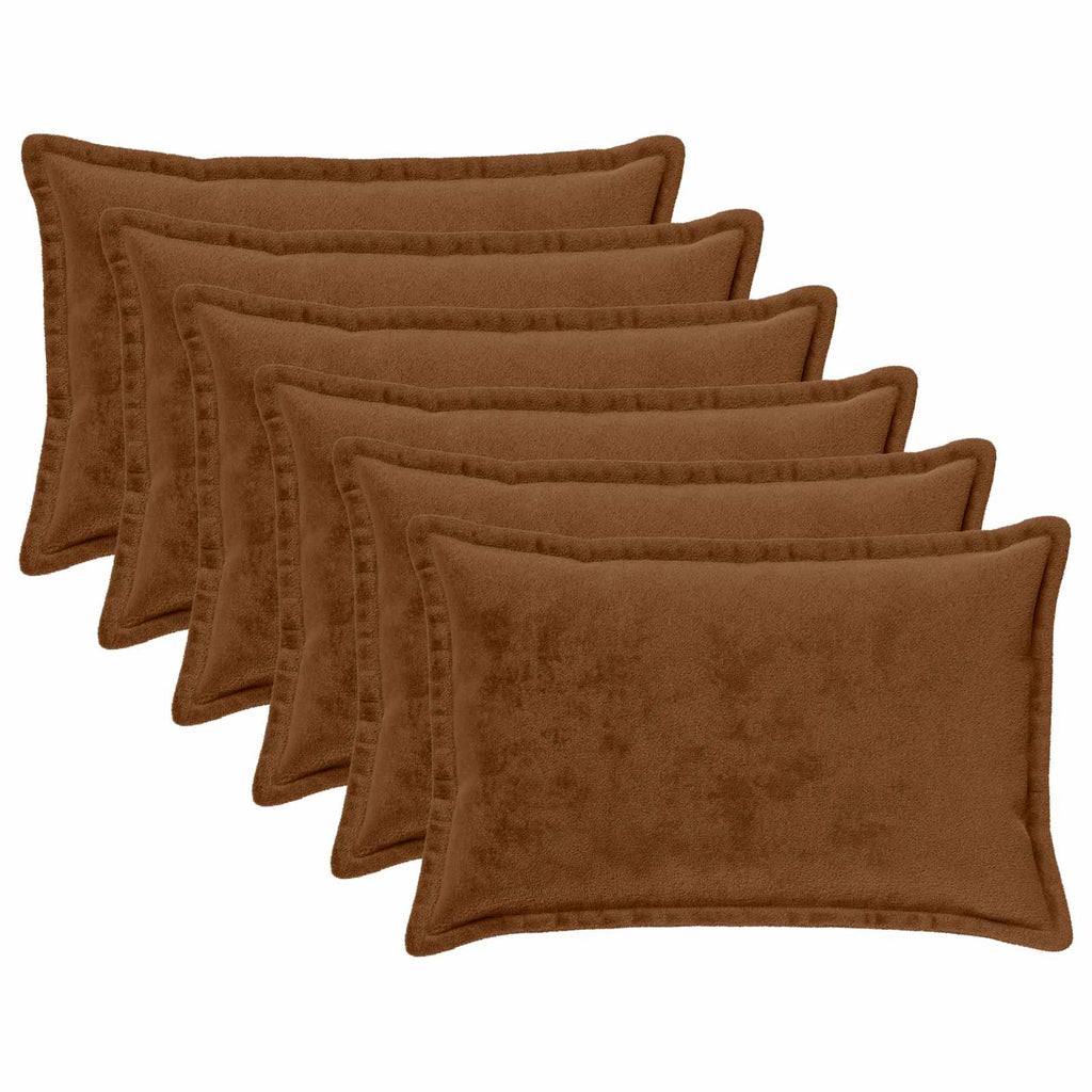 vidaXL Poszewka na poduszkę 6 pcs HOUTEN Jasny Brąz 50 x 80 cm Flanela