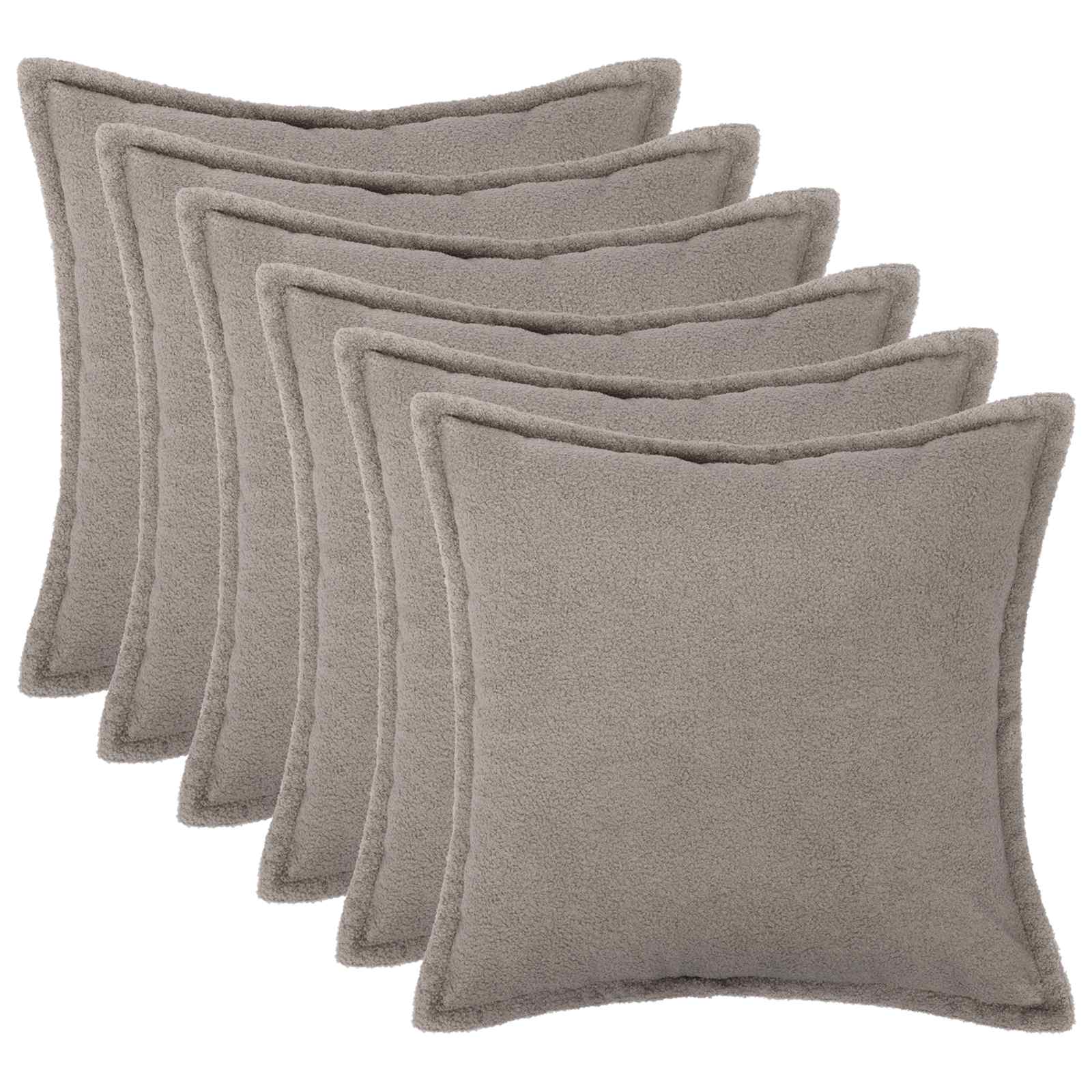 vidaXL Poszewka na poduszkę 6 pcs HOUTEN jasnoszary 55 x 55 cm Bouclé