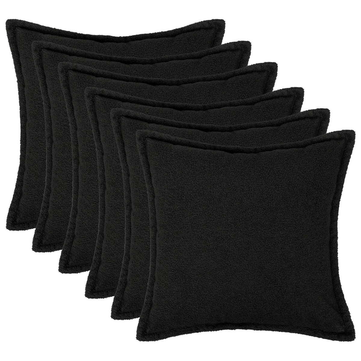 vidaXL Poszewka na poduszkę 6 pcs HOUTEN Czarny 55 x 55 cm Bouclé