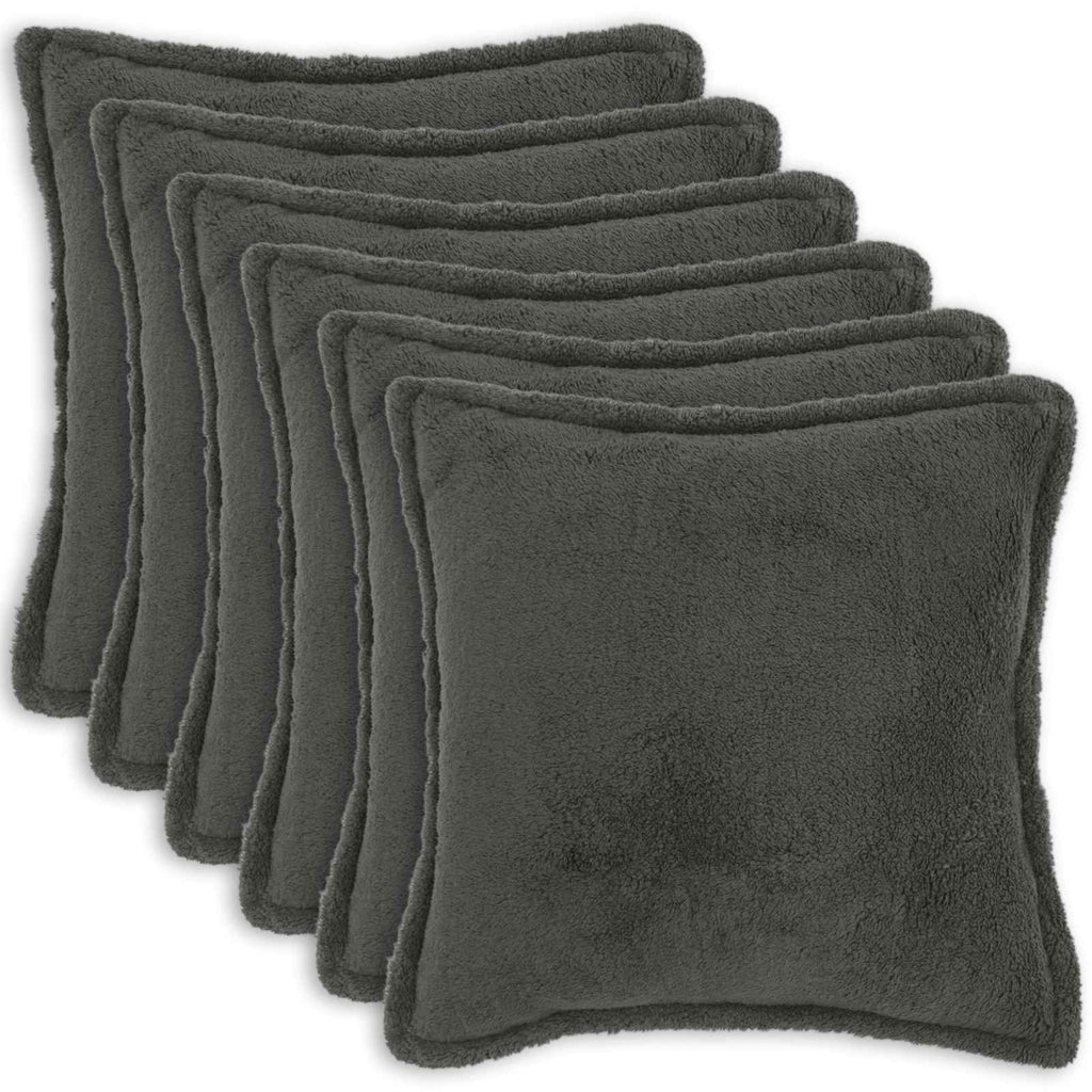 vidaXL Poszewka na poduszkę 6 pcs HOUTEN ciemnoszary 60 x 60 cm Bouclé