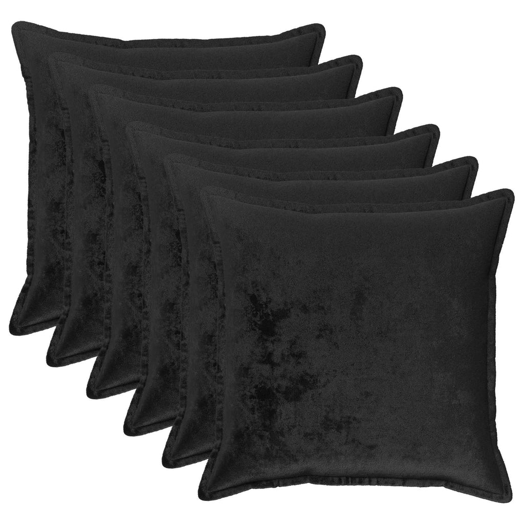 vidaXL Poszewka na poduszkę 6 pcs HOUTEN Czarny 60 x 60 cm Flanela