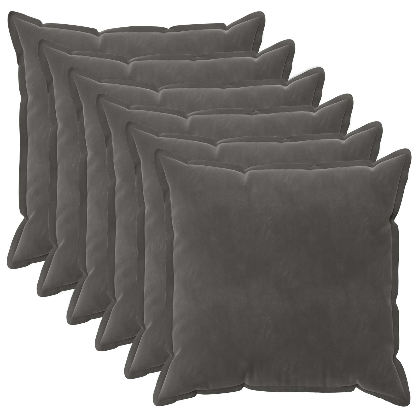 vidaXL Poszewka na poduszkę 6 pcs HOUTEN ciemnoszary 65 x 65 cm Welur