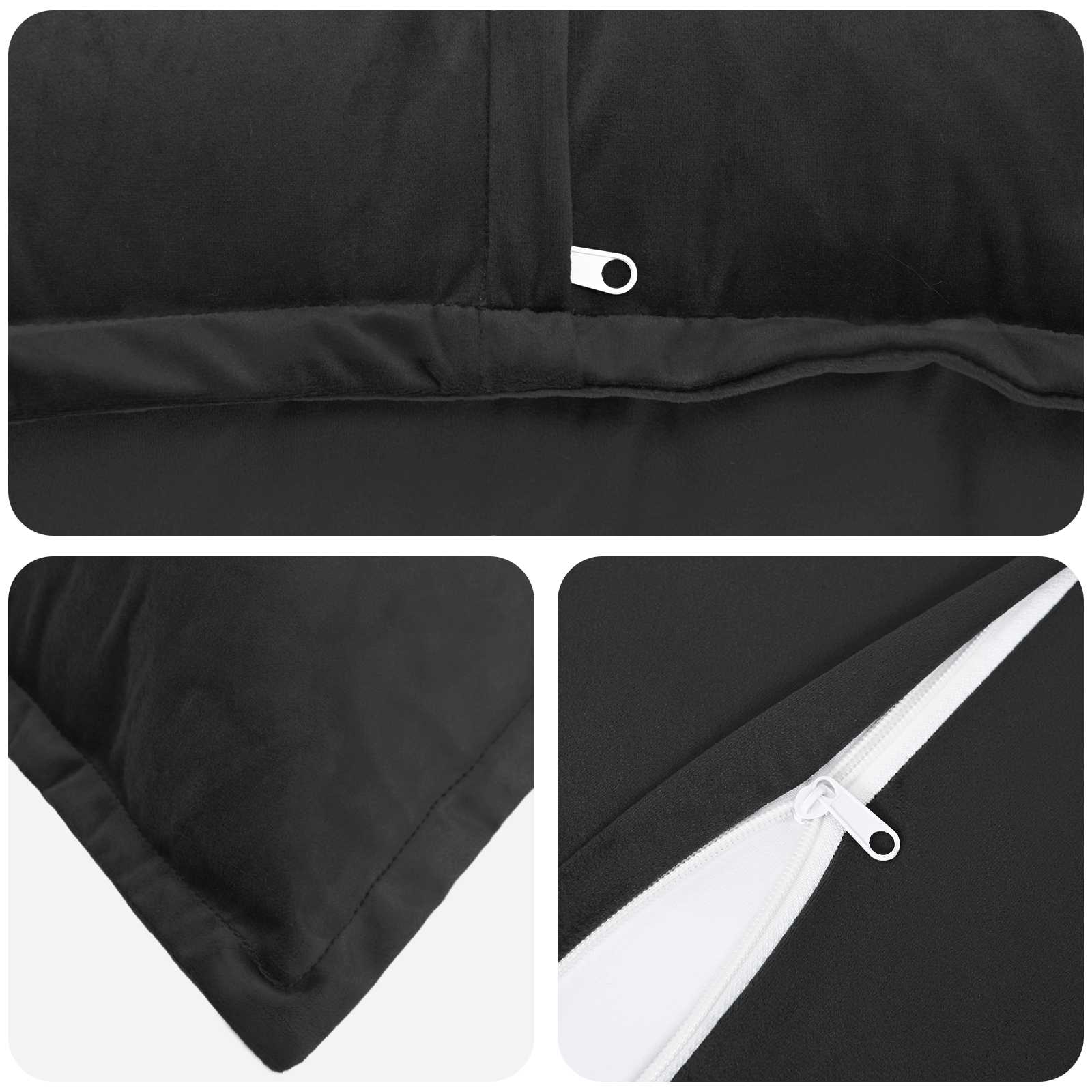 vidaXL Poszewka na poduszkę 2 pcs HOUTEN Czarny 65 x 65 cm Welur