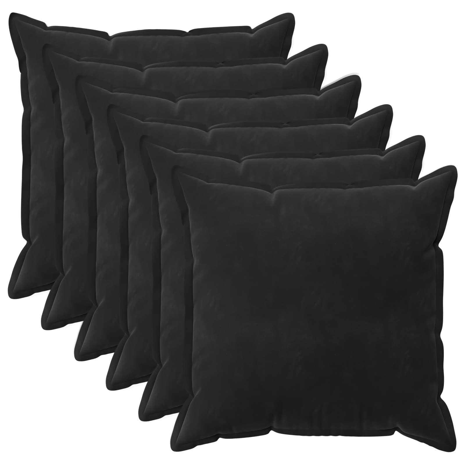 vidaXL Poszewka na poduszkę 6 pcs HOUTEN Czarny 65 x 65 cm Welur