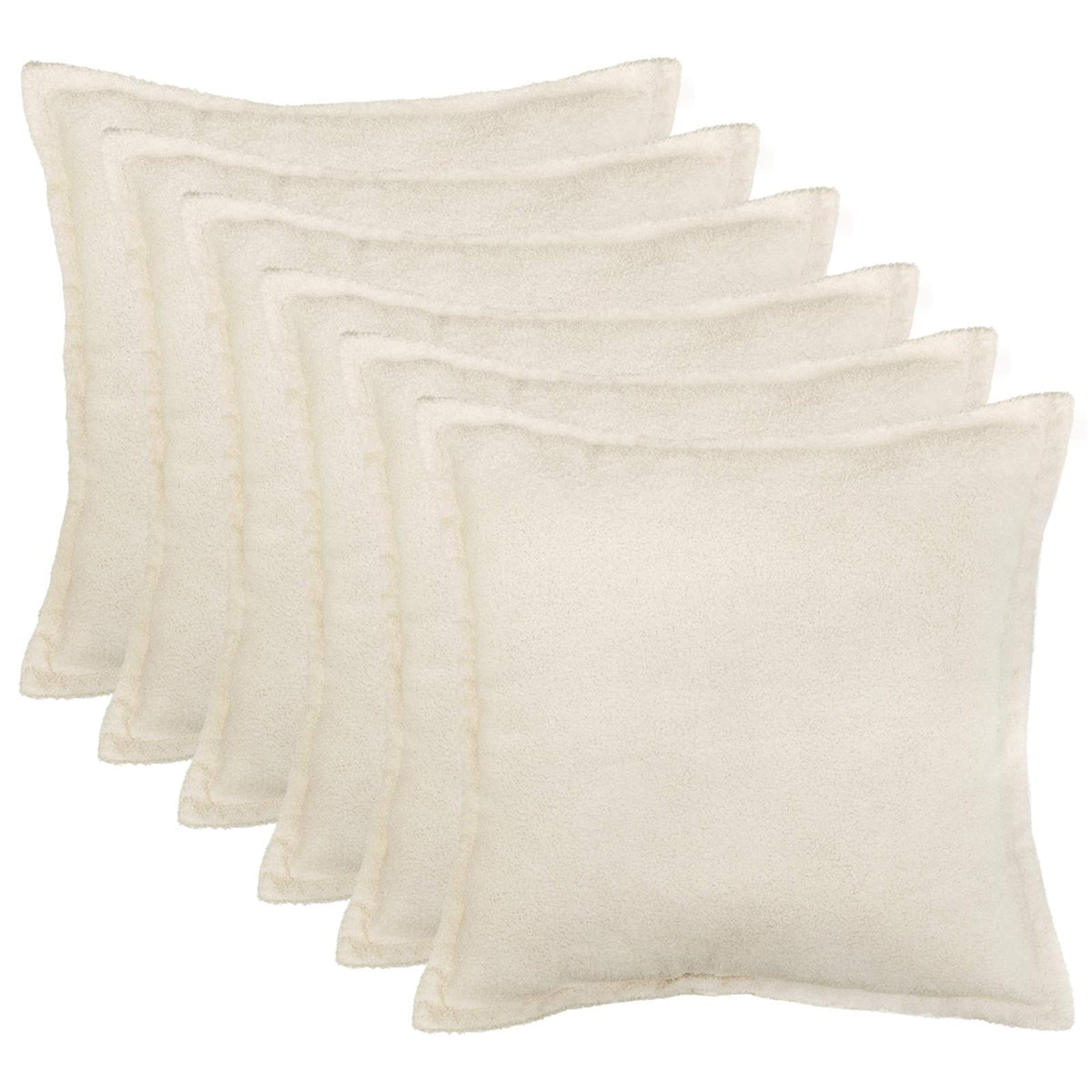 vidaXL Poszewka na poduszkę 6 pcs HOUTEN kremowy 65 x 65 cm Bouclé