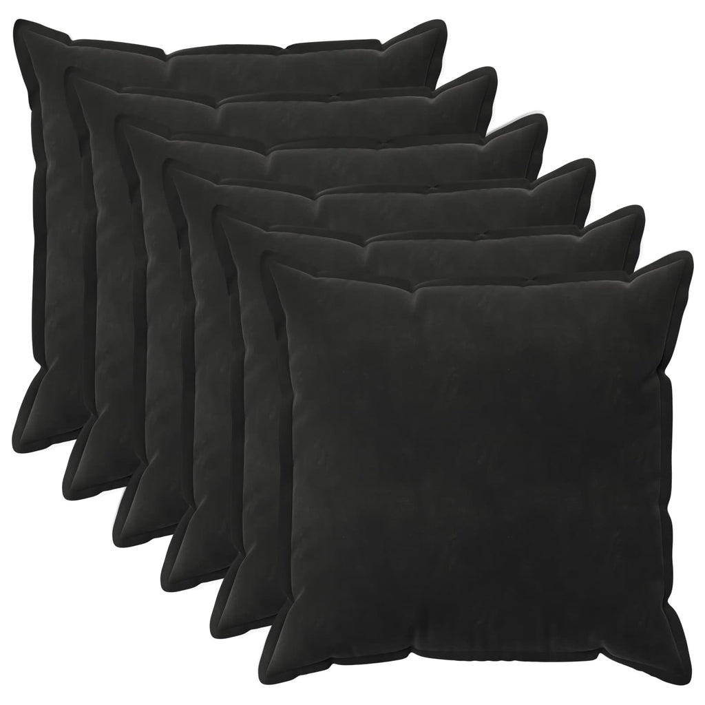 vidaXL Poszewka na poduszkę 6 pcs HOUTEN Czarny 70 x 70 cm Welur