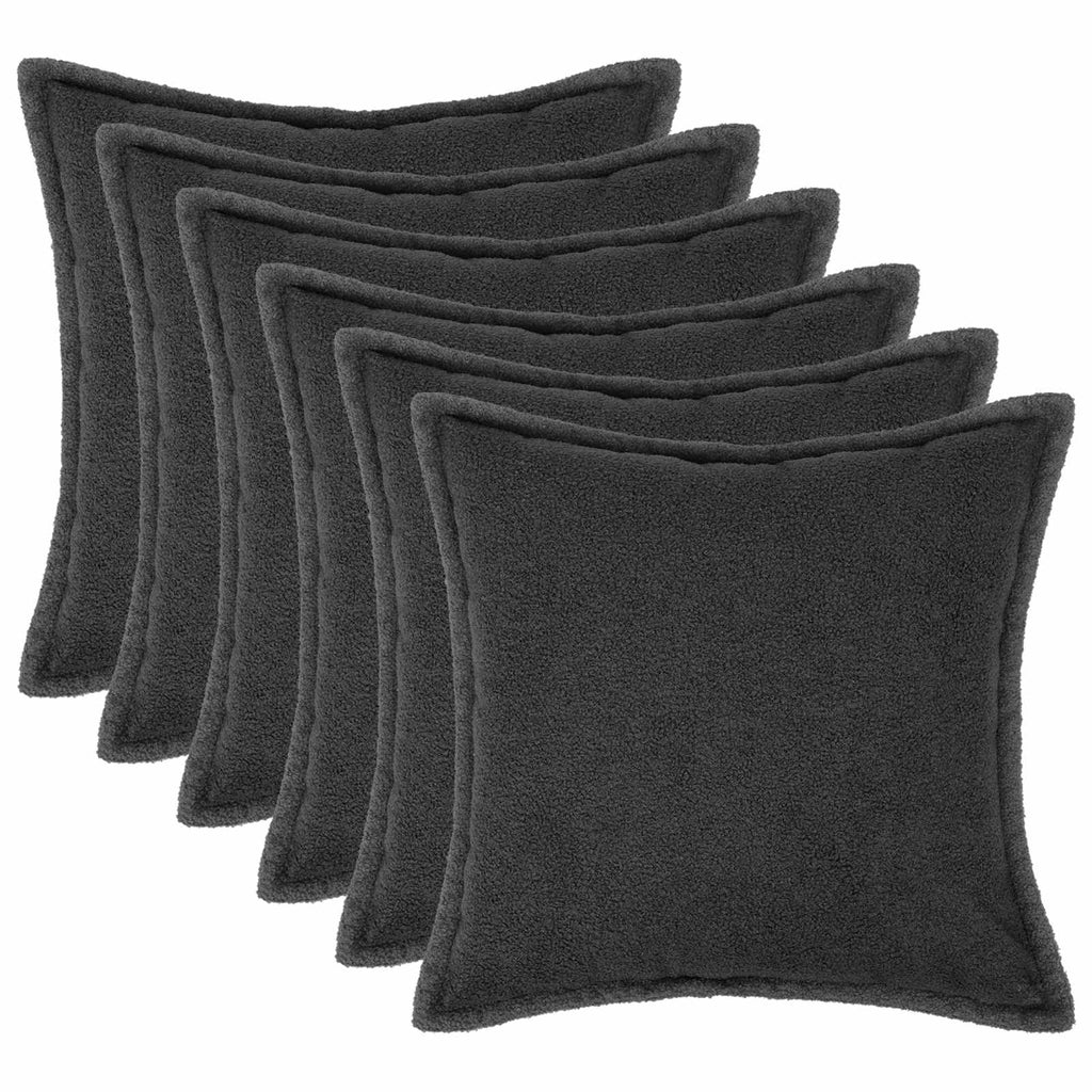 vidaXL Poszewka na poduszkę 6 pcs HOUTEN ciemnoszary 70 x 70 cm Bouclé