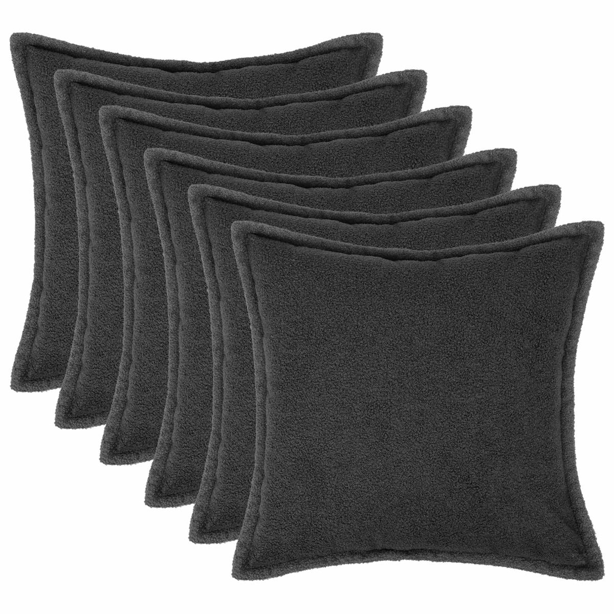 vidaXL Poszewka na poduszkę 6 pcs HOUTEN ciemnoszary 70 x 70 cm Bouclé
