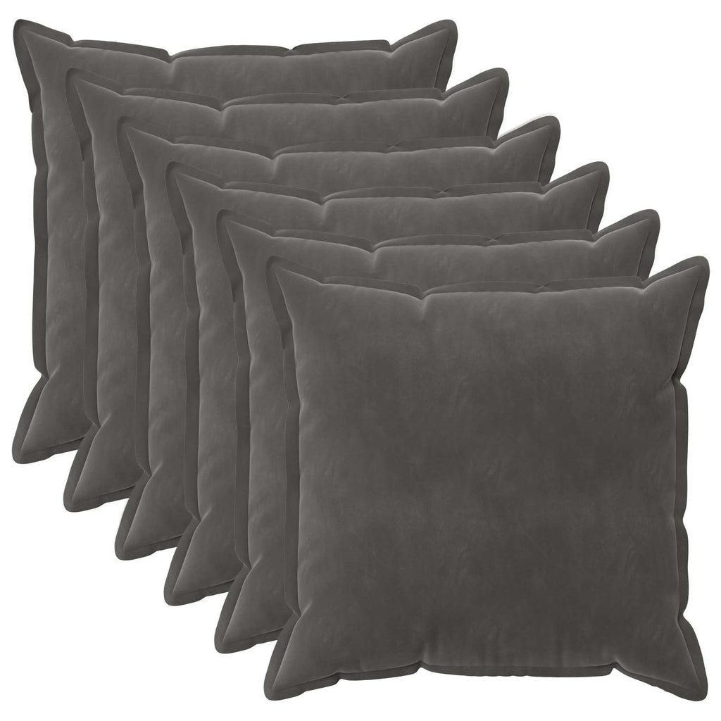 vidaXL Poszewka na poduszkę 6 pcs HOUTEN ciemnoszary 80 x 80 cm Welur