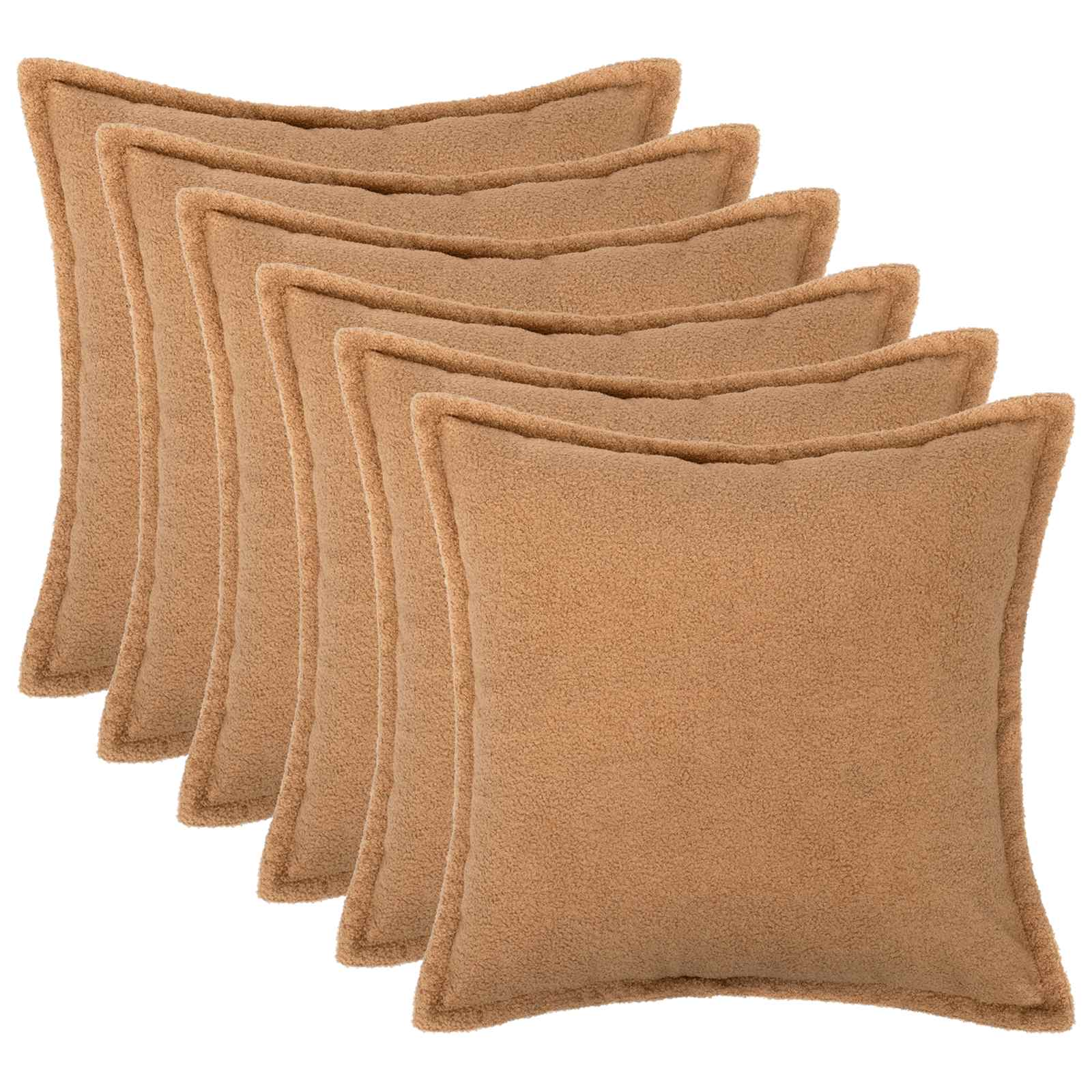 vidaXL Poszewka na poduszkę 6 pcs HOUTEN Beżowy 80 x 80 cm Bouclé