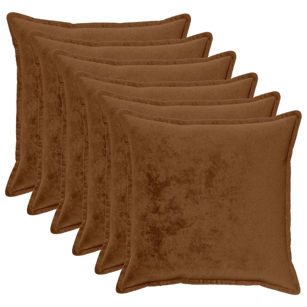 vidaXL Poszewka na poduszkę 6 pcs HOUTEN Jasny Brąz 80 x 80 cm Flanela