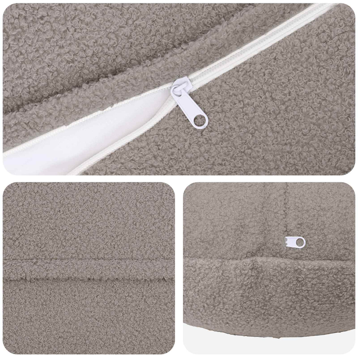 vidaXL Poszewka na poduszkę 6 pcs HEERLEN jasnoszary Ø 30 cm Bouclé