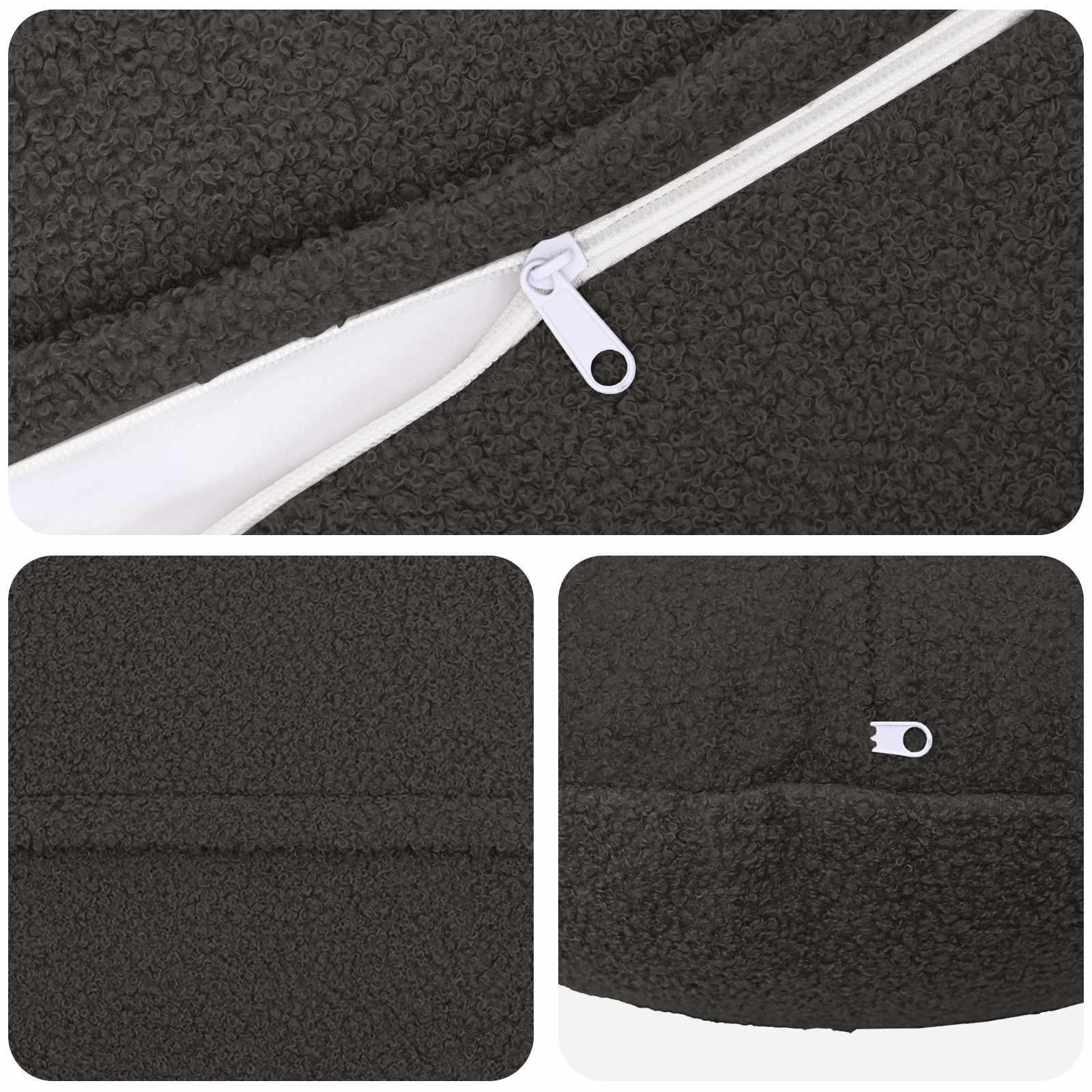 vidaXL Poszewka na poduszkę 6 pcs HEERLEN ciemnoszary Ø 30 cm Bouclé
