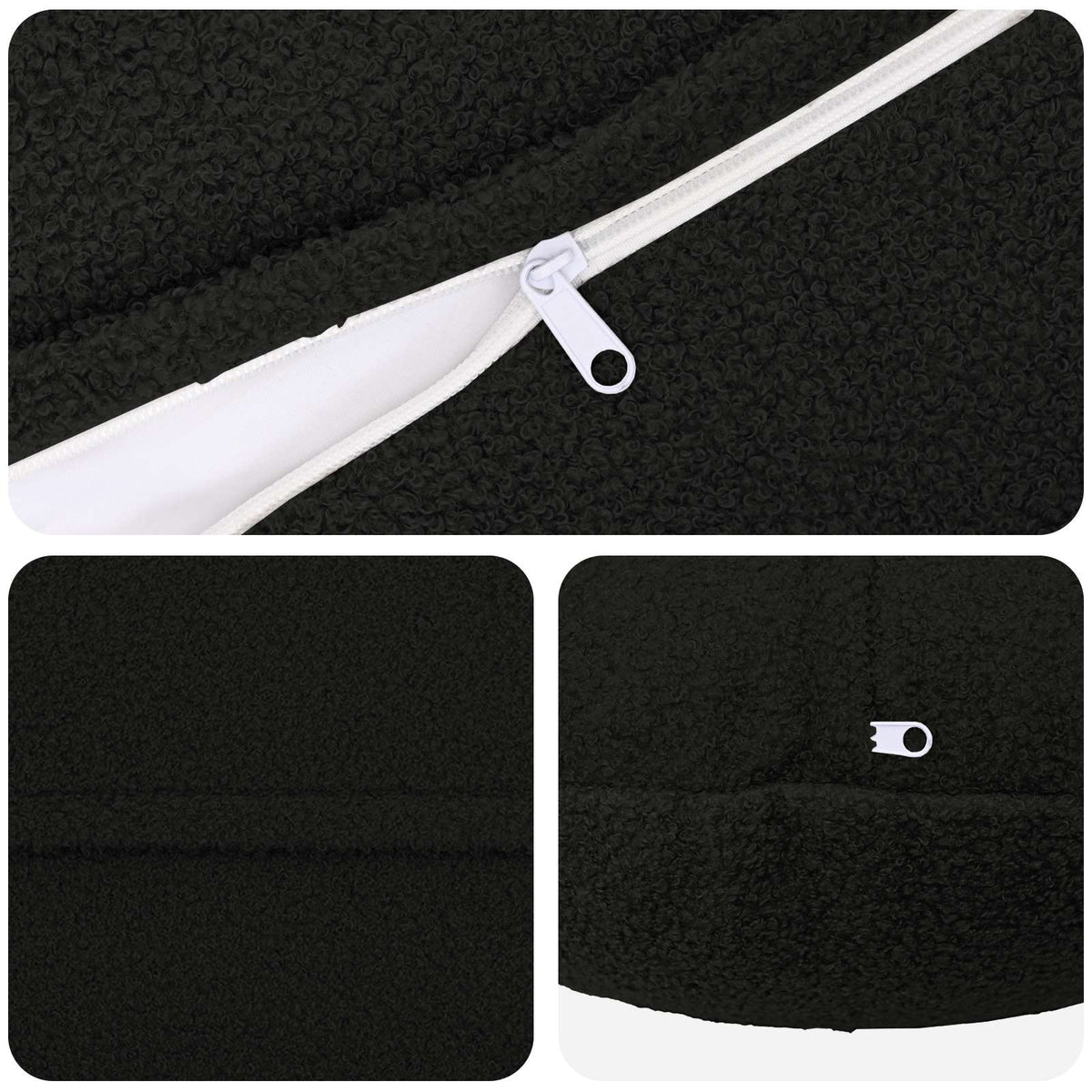 vidaXL Poszewka na poduszkę 6 pcs HEERLEN Czarny Ø 30 cm Bouclé